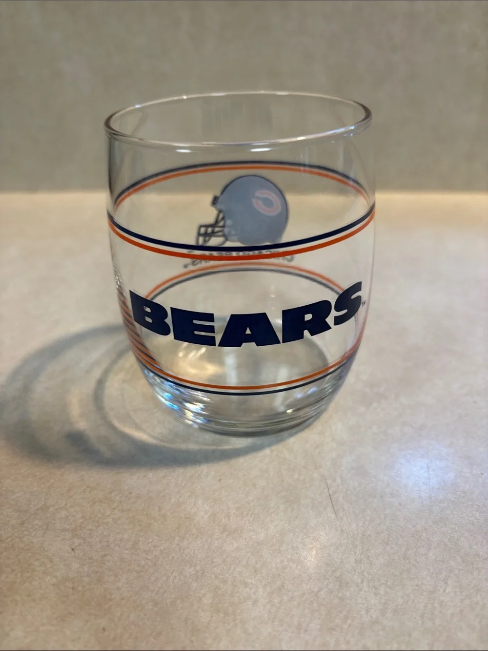 Chicago Bears Clear Glass Tumbler in Navy and Orange